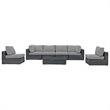 Modway Summon 7-Piece Aluminum and Rattan Patio Sectional Set in Canvas/Gray
