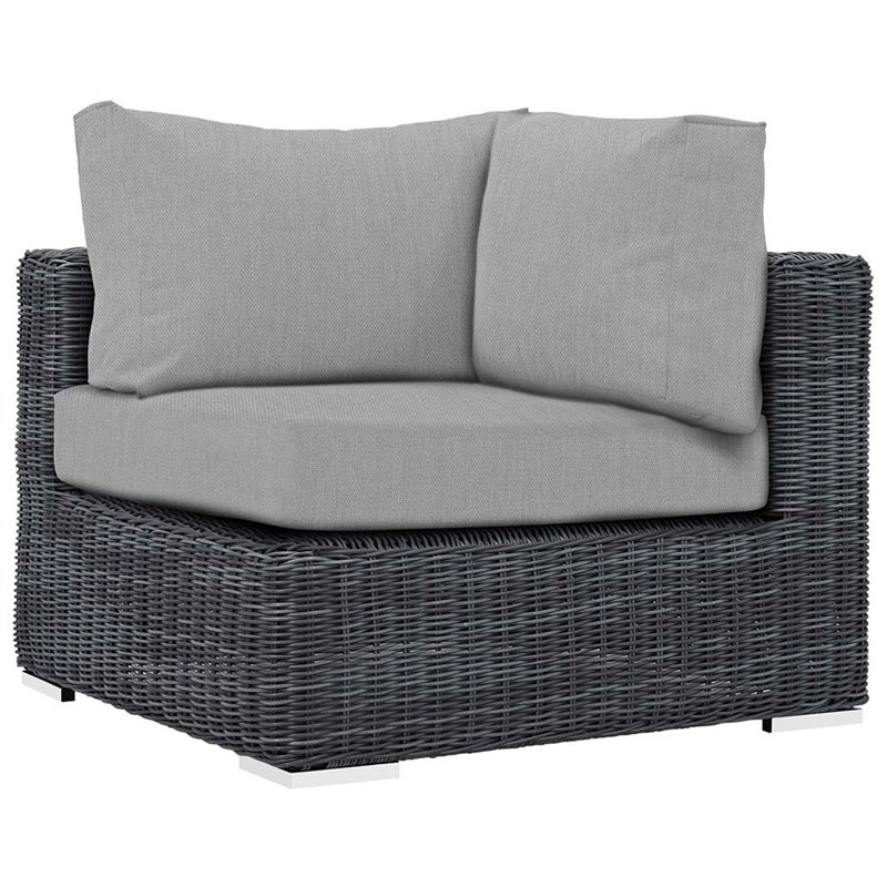 Modway Summon 7-Piece Aluminum and Rattan Patio Sectional Set in Canvas/Gray
