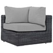 Modway Summon 7-Piece Aluminum and Rattan Patio Sectional Set in Canvas/Gray