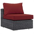 Modway Summon 7-Piece Aluminum and Rattan Patio Sectional Set in Canvas/Red