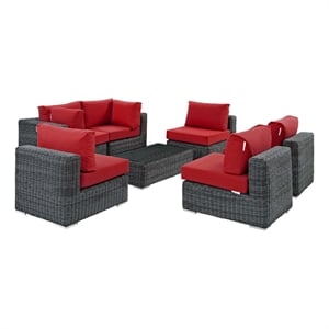 modway summon 7 piece patio sofa set in gray