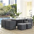 Modway Summon 9-Piece Aluminum and Rattan Patio Dining Set in Canvas/Gray