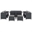 Modway Summon 9-Piece Aluminum and Rattan Patio Dining Set in Canvas/Gray