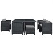Modway Summon 9-Piece Aluminum and Rattan Patio Dining Set in Canvas/Gray