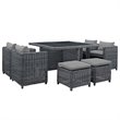 Modway Summon 9-Piece Aluminum and Rattan Patio Dining Set in Canvas/Gray