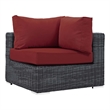 Modway Summon Aluminum and Rattan Patio Corner Chair in Canvas/Red
