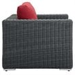 Modway Summon Aluminum Fabric and Rattan Patio Armchair in Canvas/Red