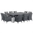 Modway Summon 11-Piece Rattan Fabric Patio Dining Set in Canvas/Gray