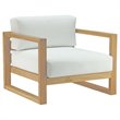 Modway Upland 3-Piece Teak Wood Patio Set with Coffee Table in Natural/White