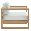 Modway Upland 3-Piece Teak Wood Patio Set with Coffee Table in Natural/White
