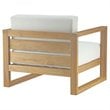 Modway Upland 3-Piece Teak Wood Patio Set with Coffee Table in Natural/White