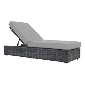 Modway Summon Aluminum and Rattan Patio Chaise Lounge in Canvas/Gray