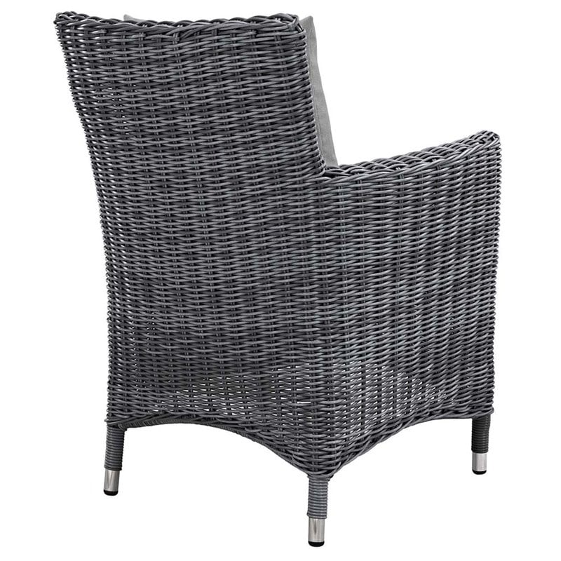 Modway Summon 2-Piece Rattan Fabric Patio Dining Chairs in Canvas/Gray