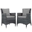 Modway Summon 2-Piece Rattan Fabric Patio Dining Chairs in Canvas/Gray
