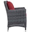 Modway Summon 2-Piece Rattan Fabric Patio Dining Chairs in Canvas Gray/Red