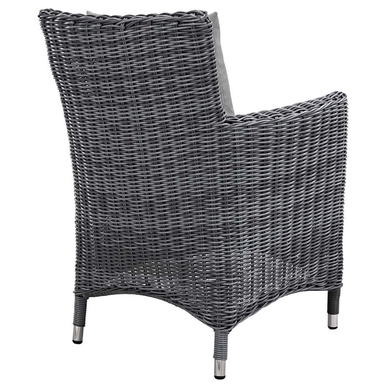 Modway Summon Dining Aluminum and Rattan Patio Armchair in Canvas/Gray
