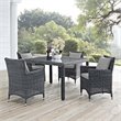 Modway Summon Dining Aluminum and Rattan Patio Armchair in Canvas/Gray