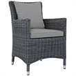 Modway Summon Dining Aluminum and Rattan Patio Armchair in Canvas/Gray