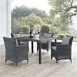 Modway Summon 4-Piece Rattan Fabric Patio Dining Chairs in Canvas/Gray