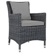 Modway Summon 4-Piece Rattan Fabric Patio Dining Chairs in Canvas/Gray