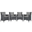 Modway Summon 4-Piece Rattan Fabric Patio Dining Chairs in Canvas/Gray