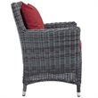 Modway Summon 4-Piece Rattan Fabric Patio Dining Chairs in Canvas Gray/Red