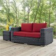Modway Summon Aluminum and Rattan Patio Loveseat in Canvas/Red