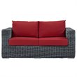 Modway Summon Aluminum and Rattan Patio Loveseat in Canvas/Red