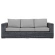 Modway Summon Modern Aluminum and Rattan Patio Sofa in Canvas/Gray