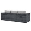 Modway Summon Modern Aluminum and Rattan Patio Sofa in Canvas/Gray