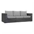 Modway Summon Modern Aluminum and Rattan Patio Sofa in Canvas/Gray