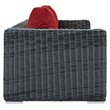 Modway Summon Modern Aluminum and Rattan Patio Sofa in Canvas/Red