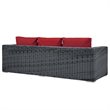 Modway Summon Modern Aluminum and Rattan Patio Sofa in Canvas/Red
