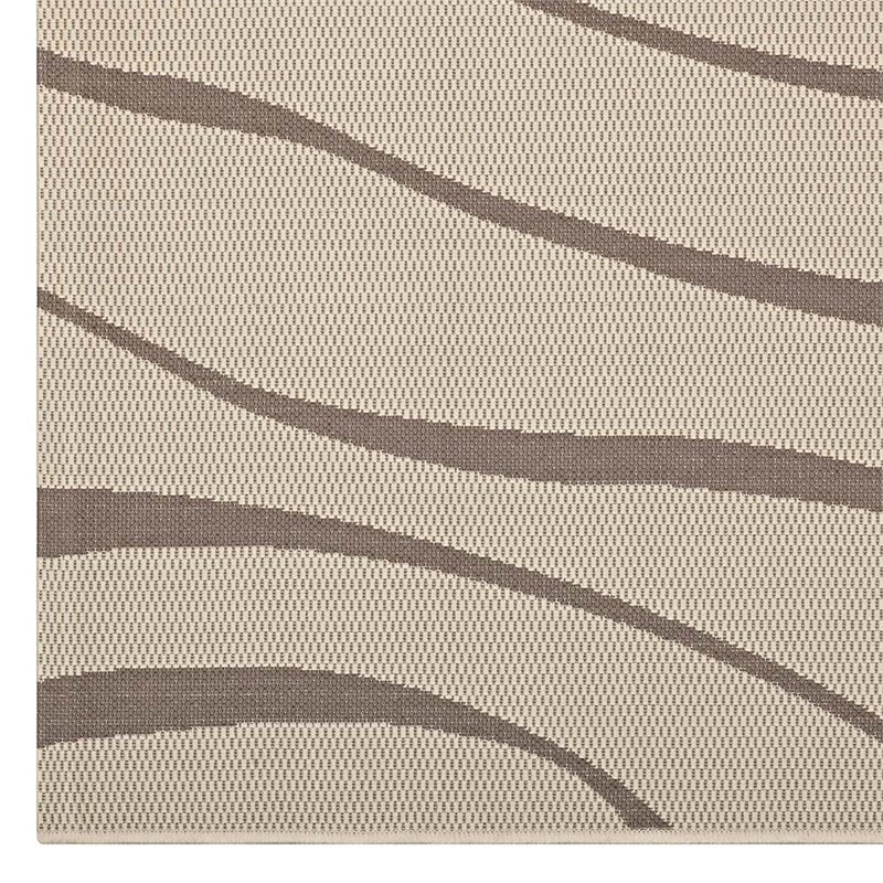 Modway Surge 5' x 8' Swirl Abstract Area Rug in Beige