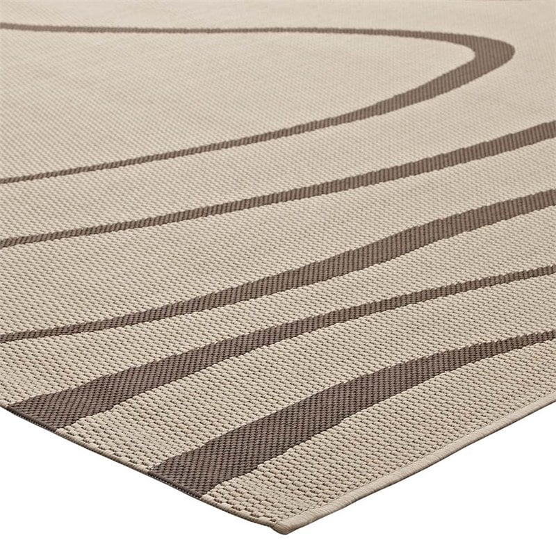 Modway Surge 5' x 8' Swirl Abstract Area Rug in Beige