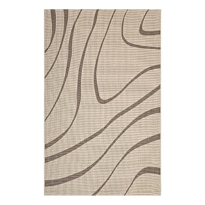 Modway Surge 94.5x122&quot Polypropylene Swirl Abstract Area Rug in Light/Dark Beige
