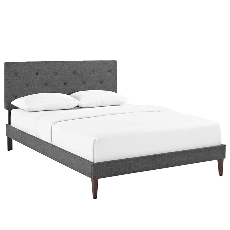 Modway Tarah Tufted King Platform Panel Bed in Gray Cymax Business