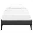 Tessie Vinyl Twin Bed Frame with Squared Tapered Legs in Black