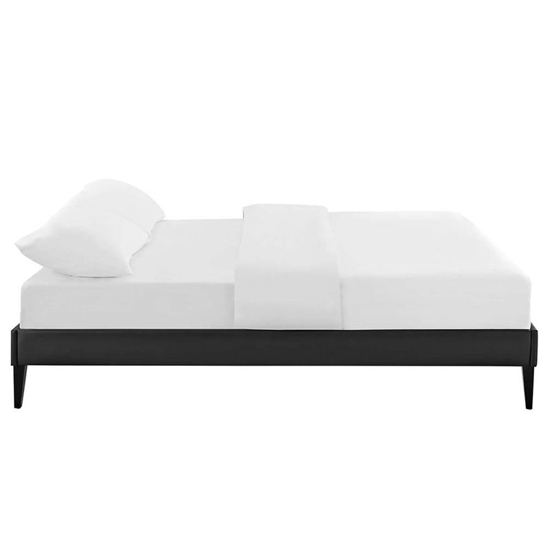 Modway Tessie Full Vinyl Bed Frame with Squared Tapered Legs in Black