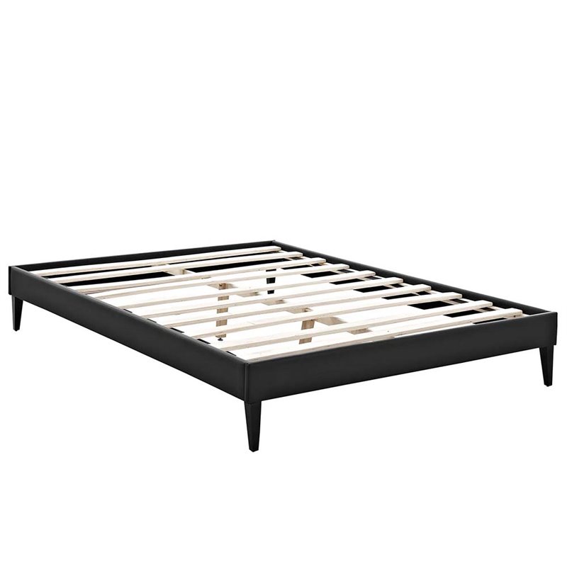 Modway Tessie Full Vinyl Bed Frame with Squared Tapered Legs in Black