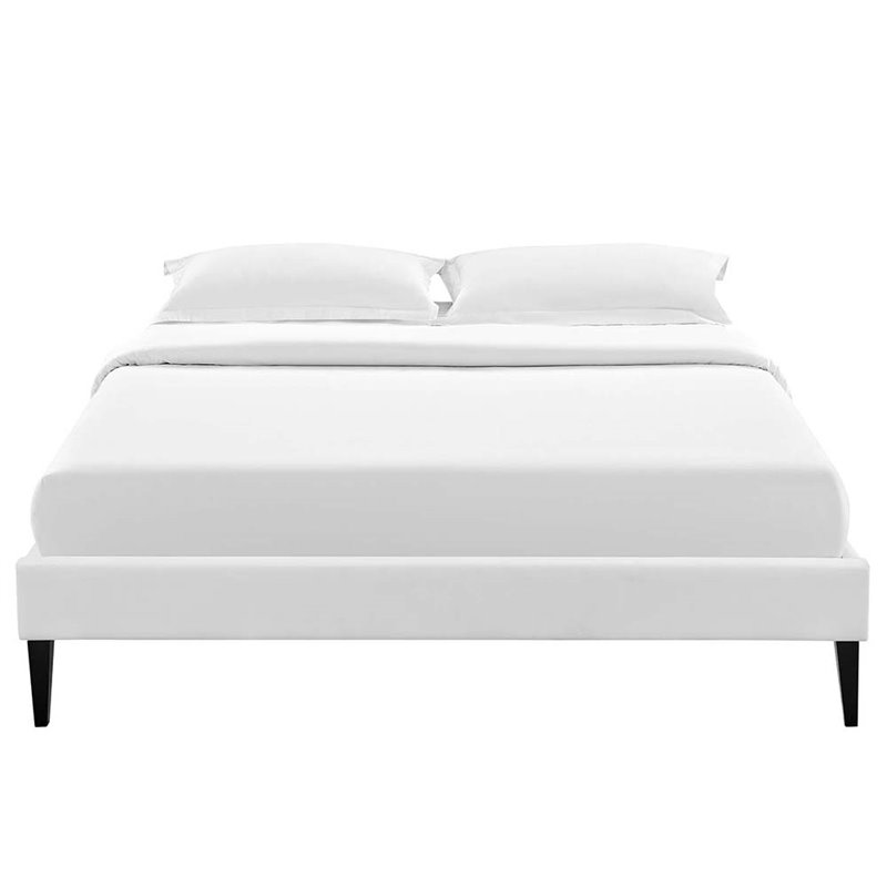 Modway Tessie Faux Leather Full Mates Platform Bed in White