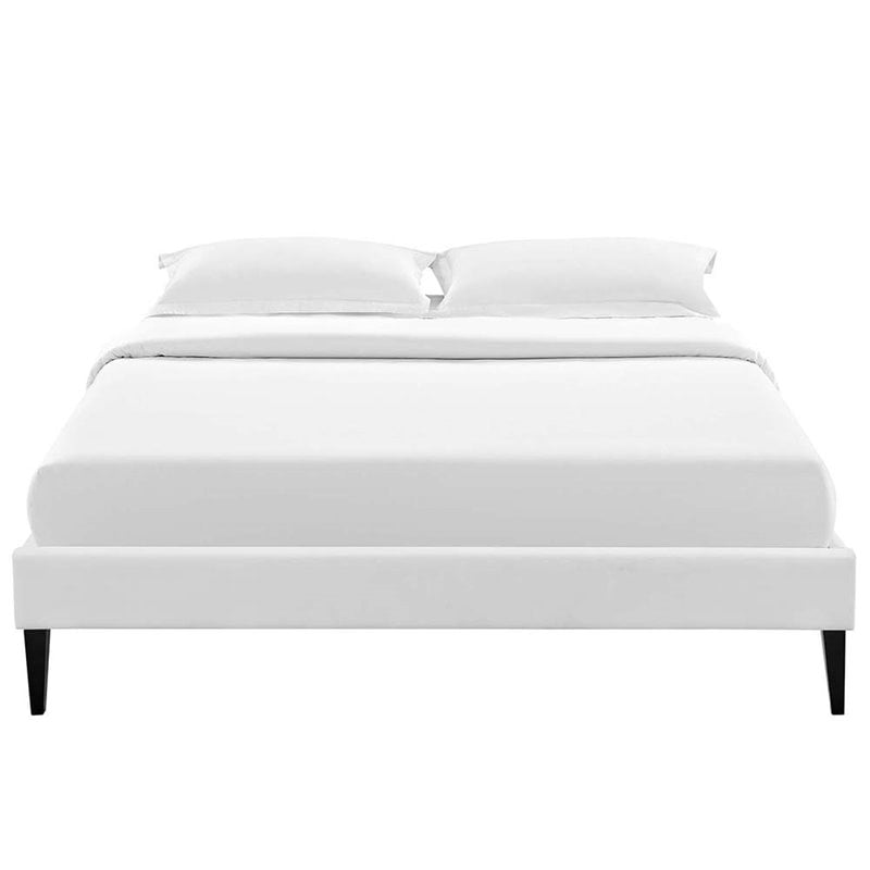 Modway Tessie Queen Vinyl Bed Frame with Squared Tapered Legs in White