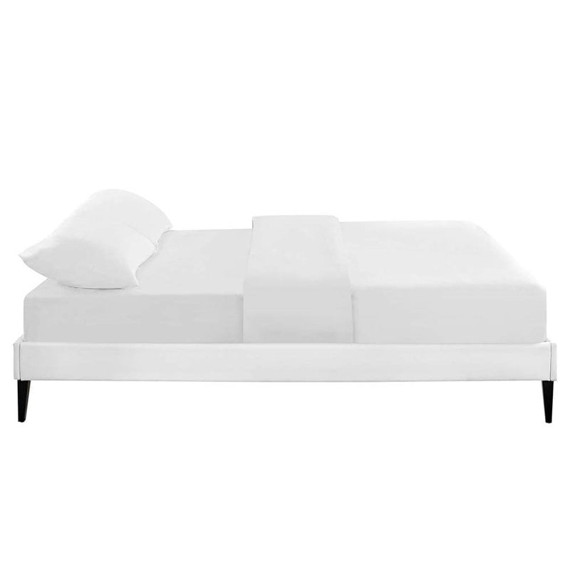 Modway Tessie Queen Vinyl Bed Frame with Squared Tapered Legs in White
