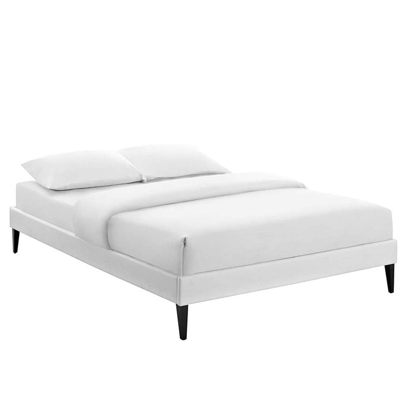 Modway Tessie Queen Vinyl Bed Frame with Squared Tapered Legs in White