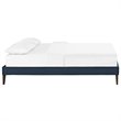 Tessie Fabric Full Bed Frame with Squared Tapered Legs in Azure