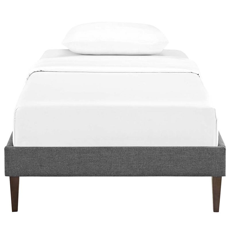 Modway Tessie Twin Polyester Fabric Bed Frame with Squared Tapered Legs in Gray