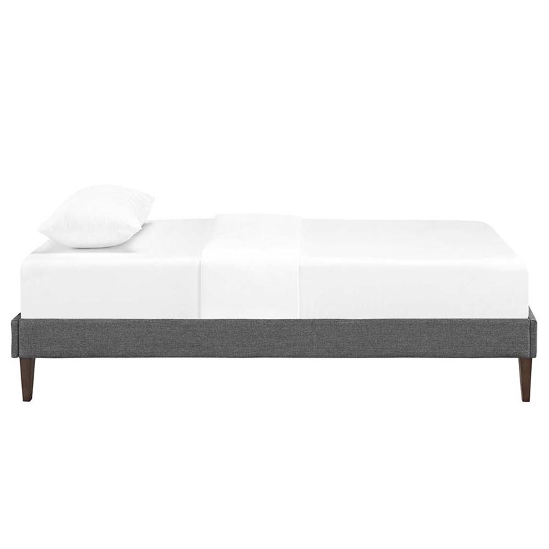 Modway Tessie Twin Polyester Fabric Bed Frame with Squared Tapered Legs in Gray