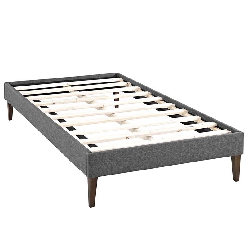 Modway Tessie Twin Polyester Fabric Bed Frame with Squared Tapered Legs in Gray