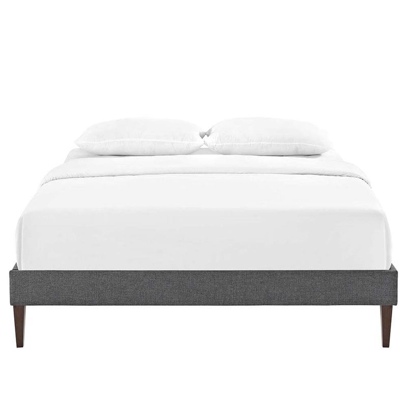 Modway Tessie Full Polyester Fabric Bed Frame with Squared Tapered Legs in Gray