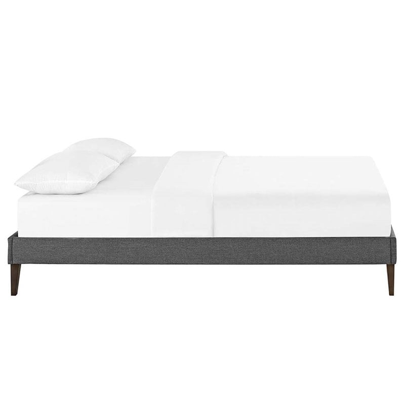 Modway Tessie Full Polyester Fabric Bed Frame with Squared Tapered Legs in Gray